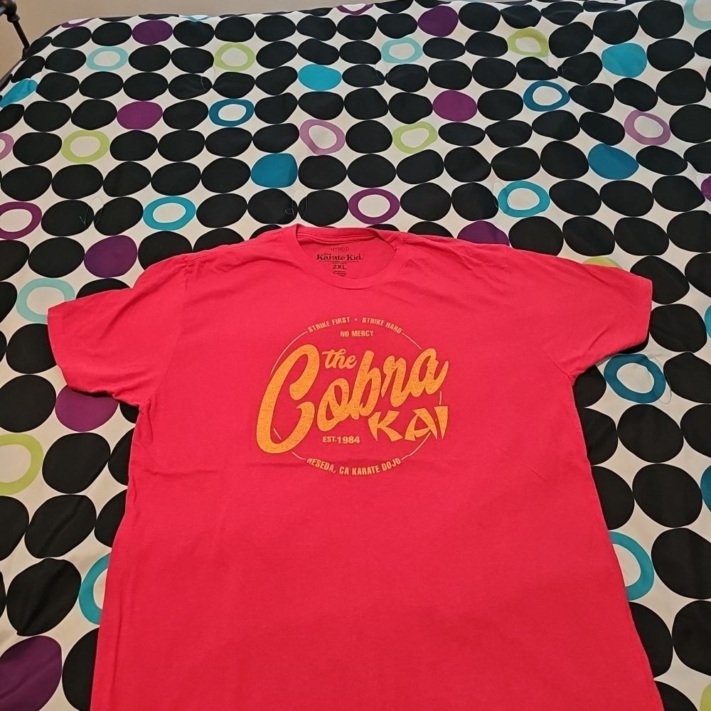 The Cobra Kai Graphic Tee - Pink with Yellow Logo - Picture 2 of 5
